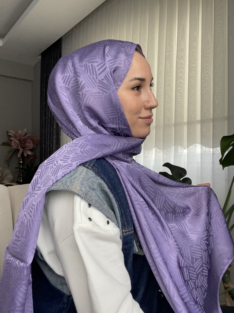 Levidor Çubuk Desen Jakarlı Janjan Şal - Mor