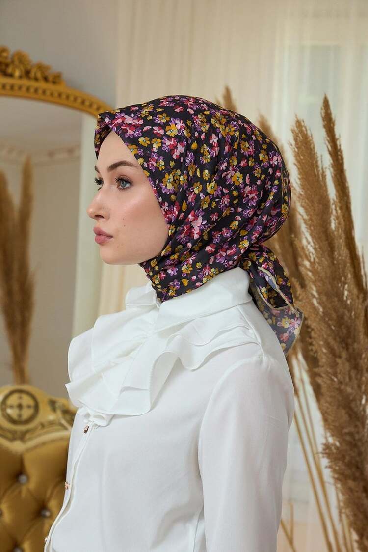 İpekhan Yaz Işıltısı Koleksiyonu Soft Eşarp 1191 - Siyah Orange 07