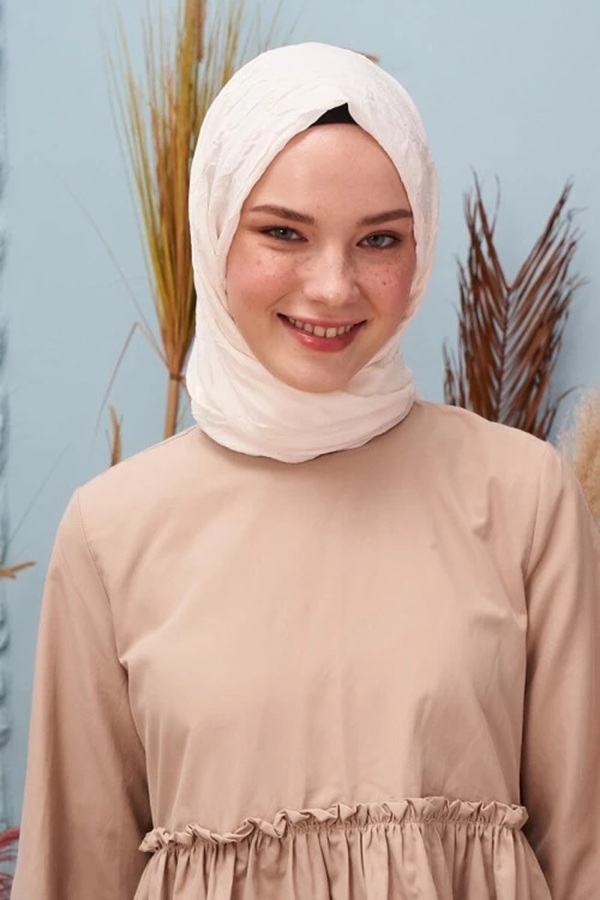 Madame Polo - Bambu Kraş Şal - Krem