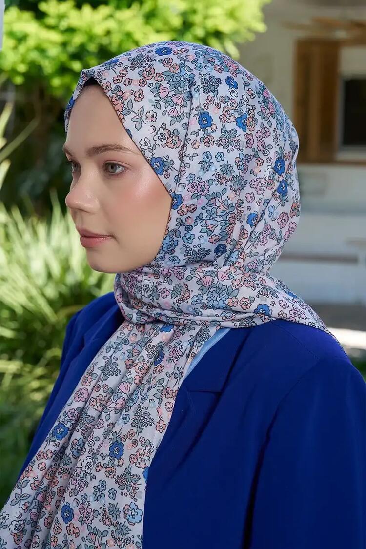Madame Polo - Seremoni Koleksiyonu Daisy Desen Şal - İndigo