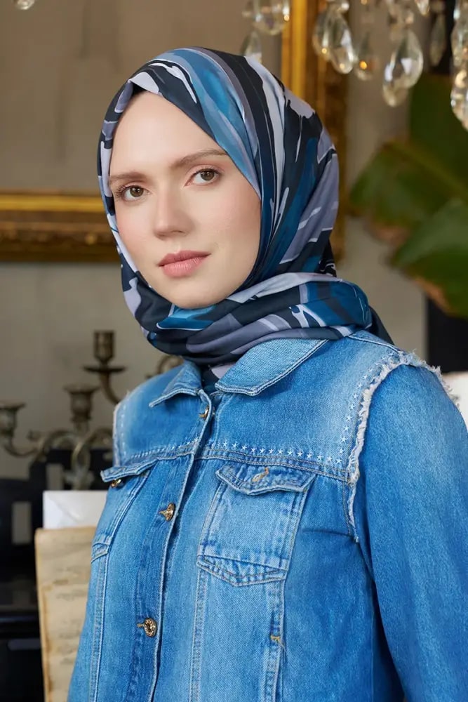 Madame Polo - Seremoni Koleksiyonu Pure Desen Şal - Petrol