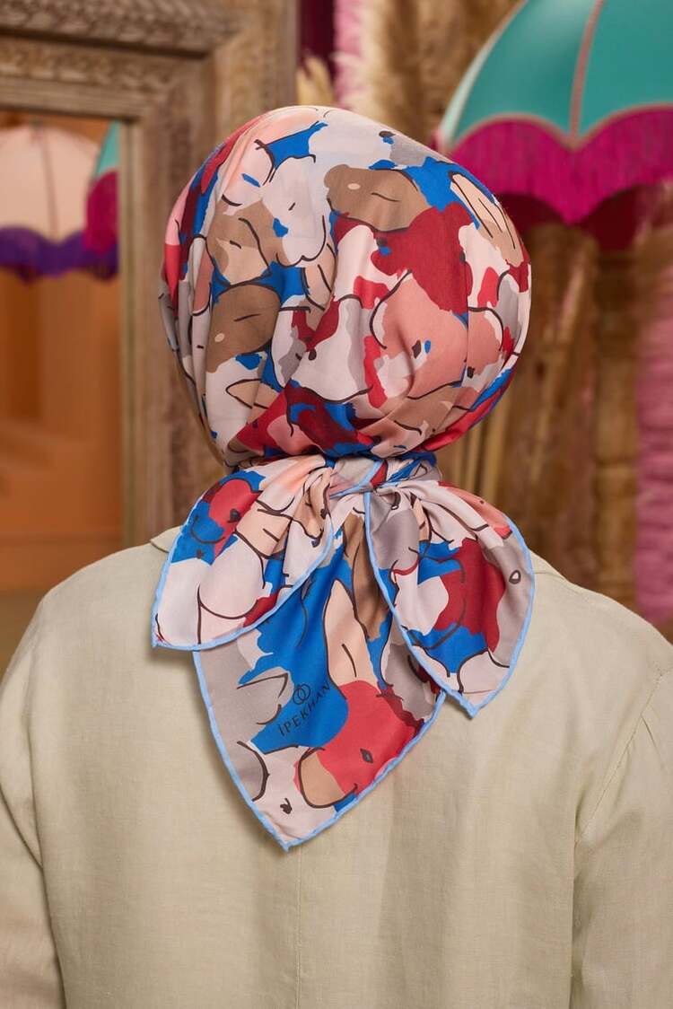 İpekhan Marrakech Koleksiyon Soft Eşarp 1209 - Borda Mavi 13