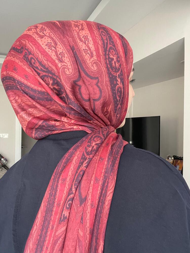 Luvensara Desenli Ipek Şal Pd1 - Bordo