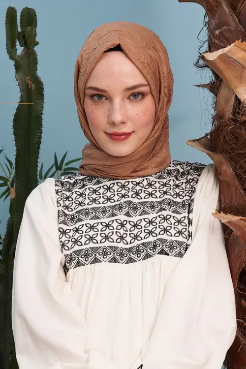 Madame Polo - Bambu Kraş Şal - Latte