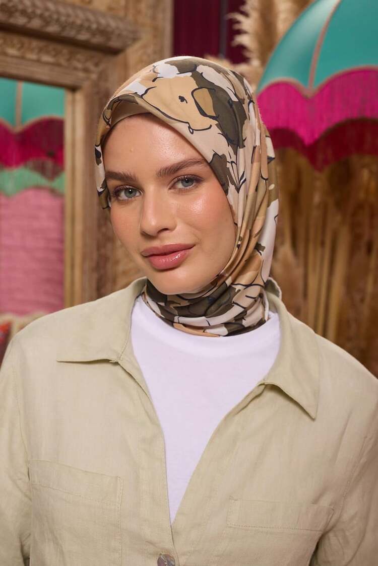 İpekhan Marrakech Koleksiyon Soft Eşarp 1209 - Bej Kahve 09