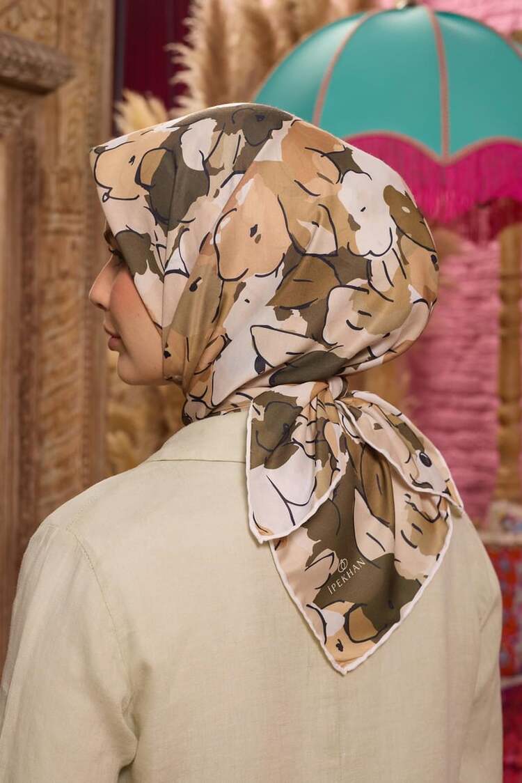 İpekhan Marrakech Koleksiyon Soft Eşarp 1209 - Bej Kahve 09