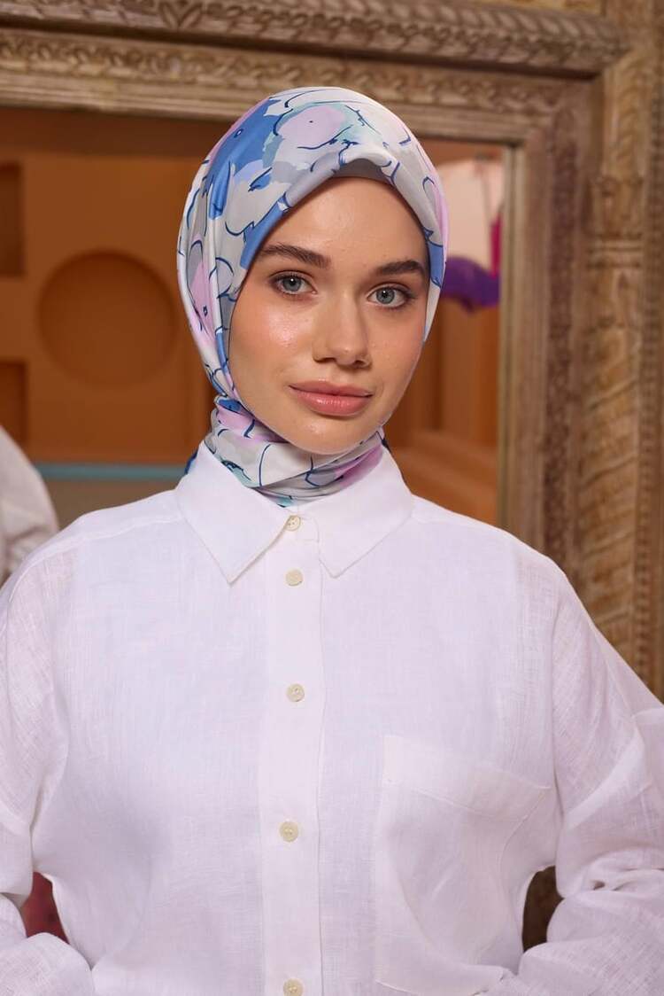 İpekhan Marrakech Koleksiyon Soft Eşarp 1209 - Mavi Lila 12