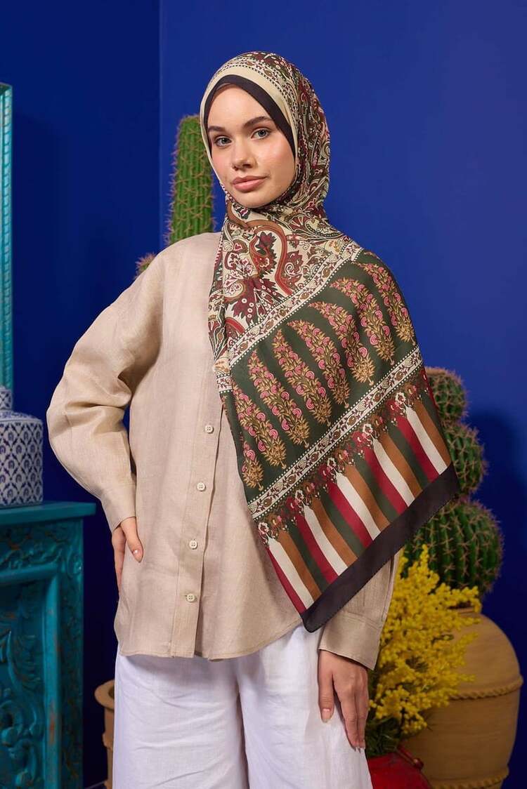 İpekhan Marrakech Koleksiyon Soft Şal 3049 - Orman Yeşili Siyah 07