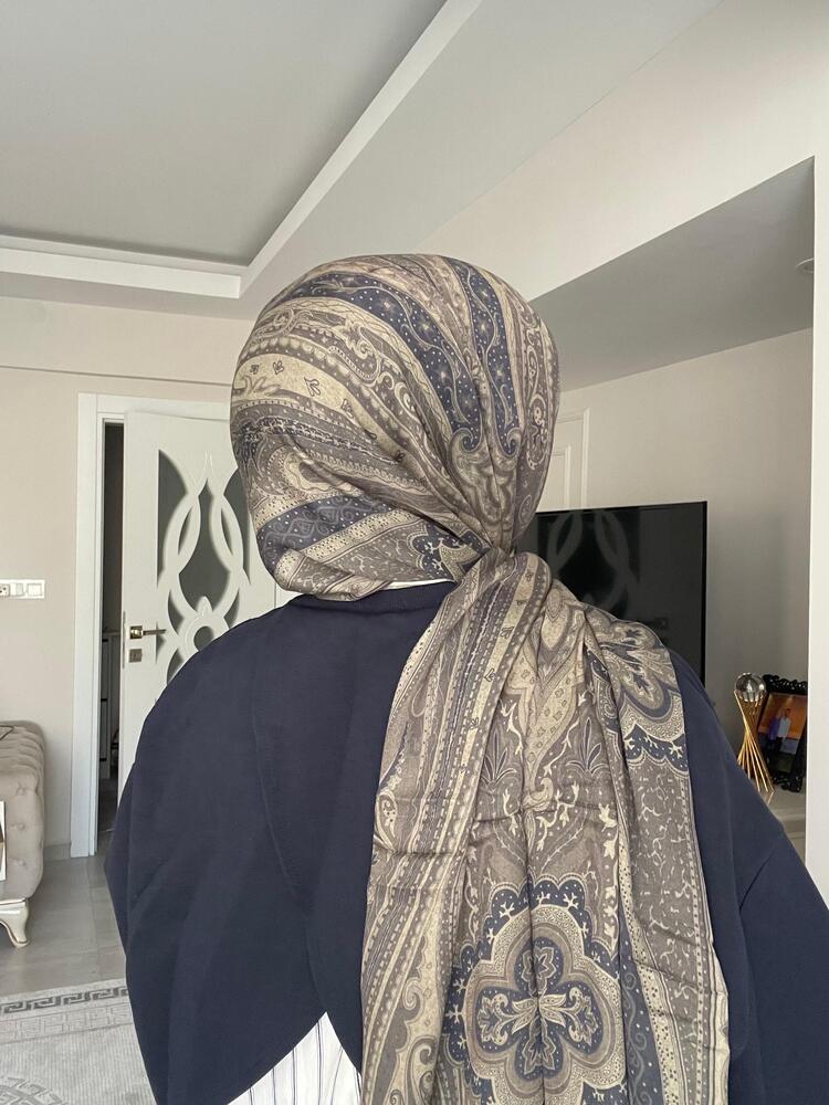Luvensara Desenli Ipek Şal Pd1 - Haki