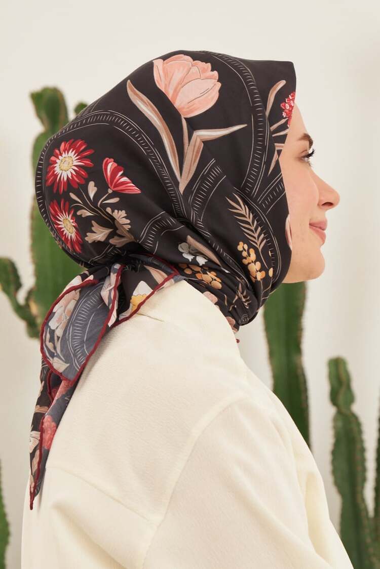İpekhan Firethorn Pamuk Viskon Eşarp Modeli 1109 - Çikolata Kahve 02