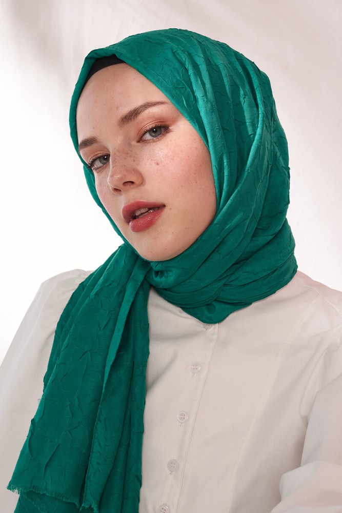 Madame Polo - Bambu Kraş Şal - Bennetton Yeşili