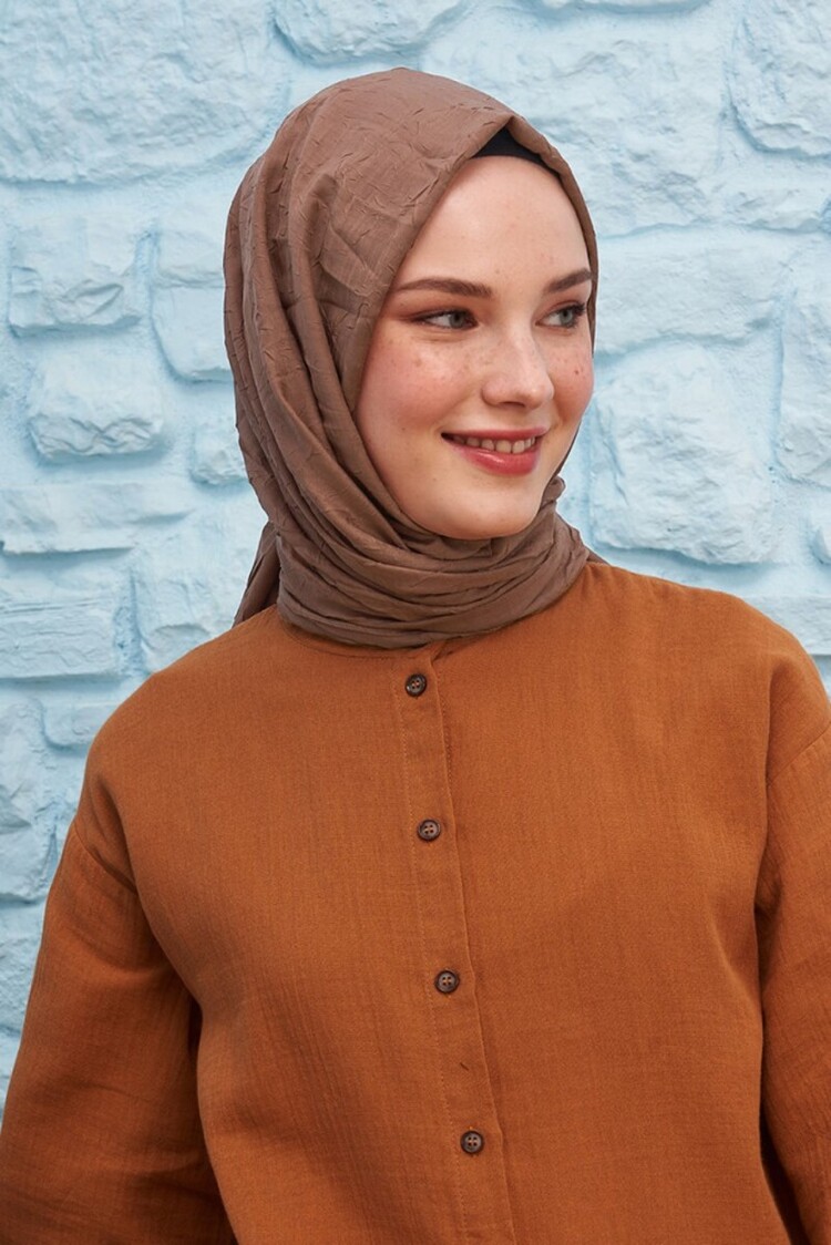 Madame Polo - Bambu Kraş Şal - Kahverengi
