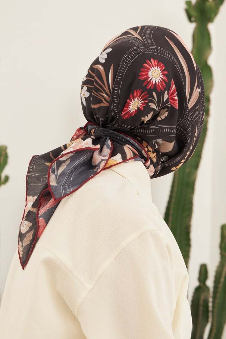 İpekhan Firethorn Pamuk Viskon Eşarp Modeli 1109 - Çikolata Kahve 02