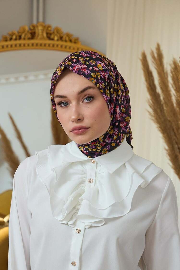 İpekhan Yaz Işıltısı Koleksiyonu Soft Eşarp 1191 - Siyah Orange 07