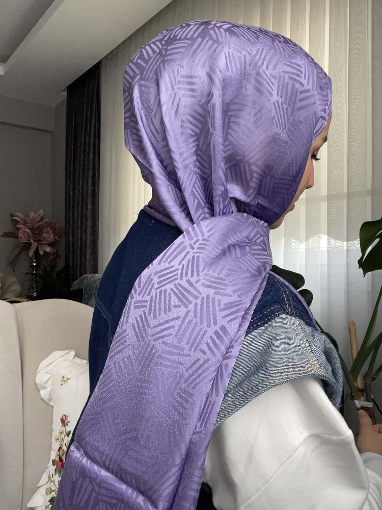 Levidor Çubuk Desen Jakarlı Janjan Şal - Mor