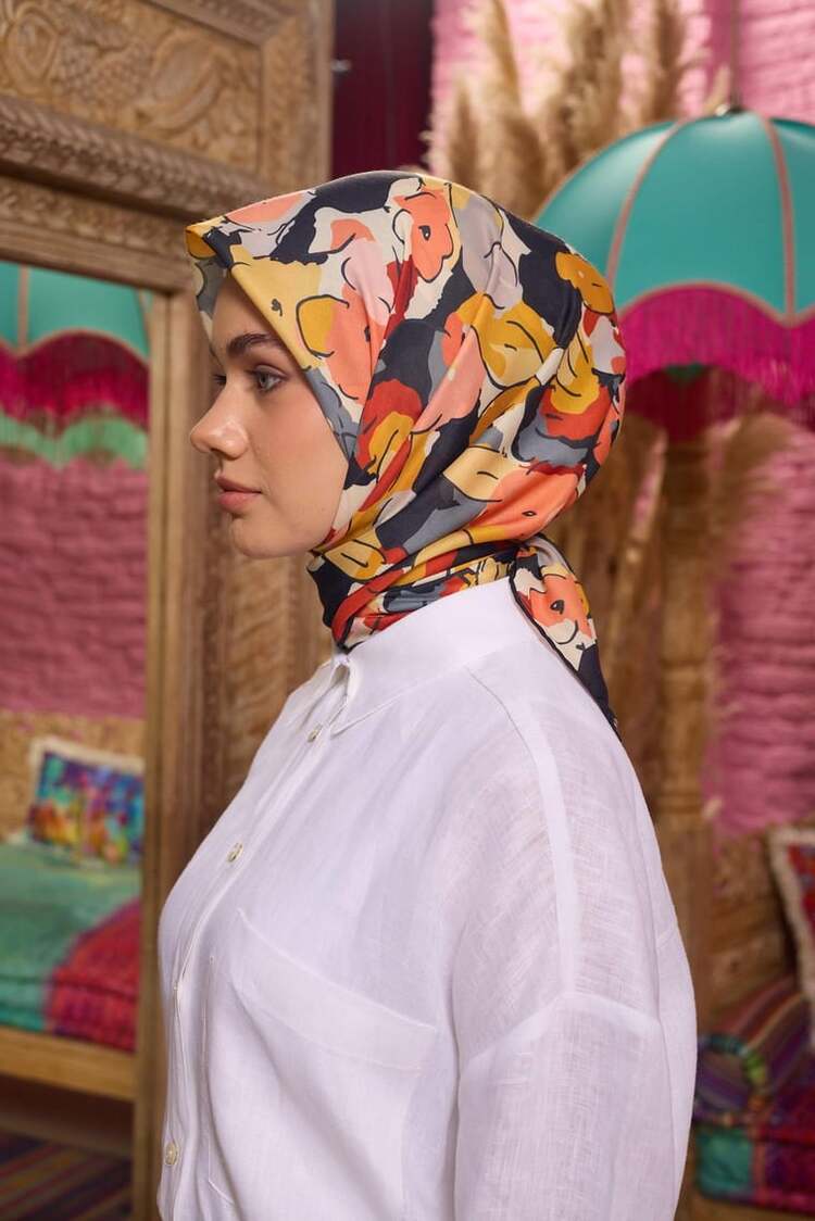İpekhan Marrakech Koleksiyon Soft Eşarp 1209 - Gri Sarı 08