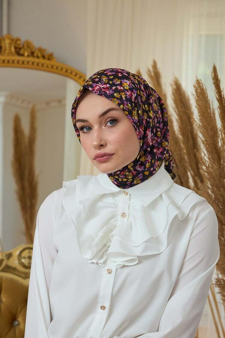 İpekhan Yaz Işıltısı Koleksiyonu Soft Eşarp 1191 - Siyah Orange 07