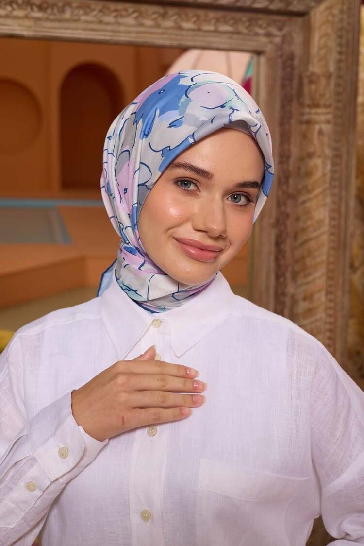 İpekhan Marrakech Koleksiyon Soft Eşarp 1209 - Mavi Lila 12