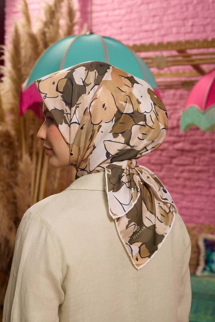 İpekhan Marrakech Koleksiyon Soft Eşarp 1209 - Bej Kahve 09