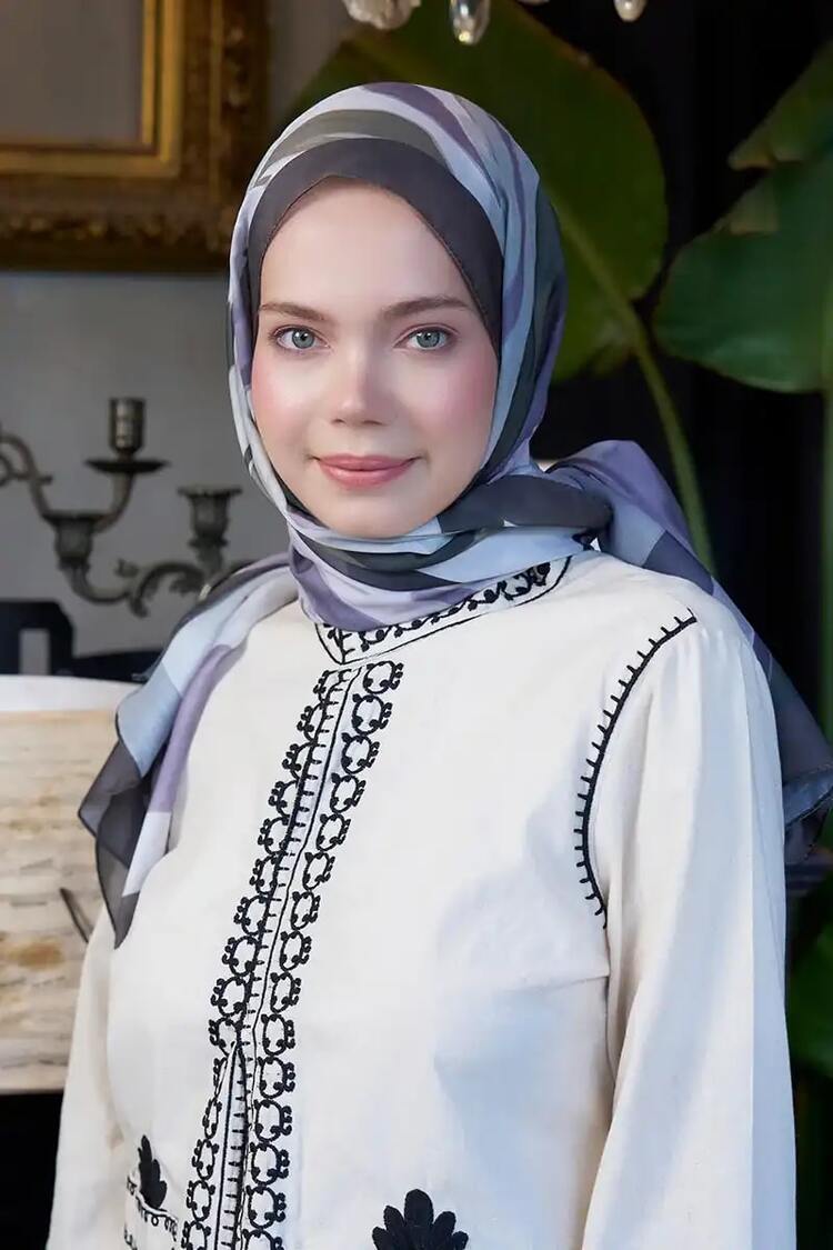 Madame Polo - Seremoni Koleksiyonu Pure Desen Şal - Haki