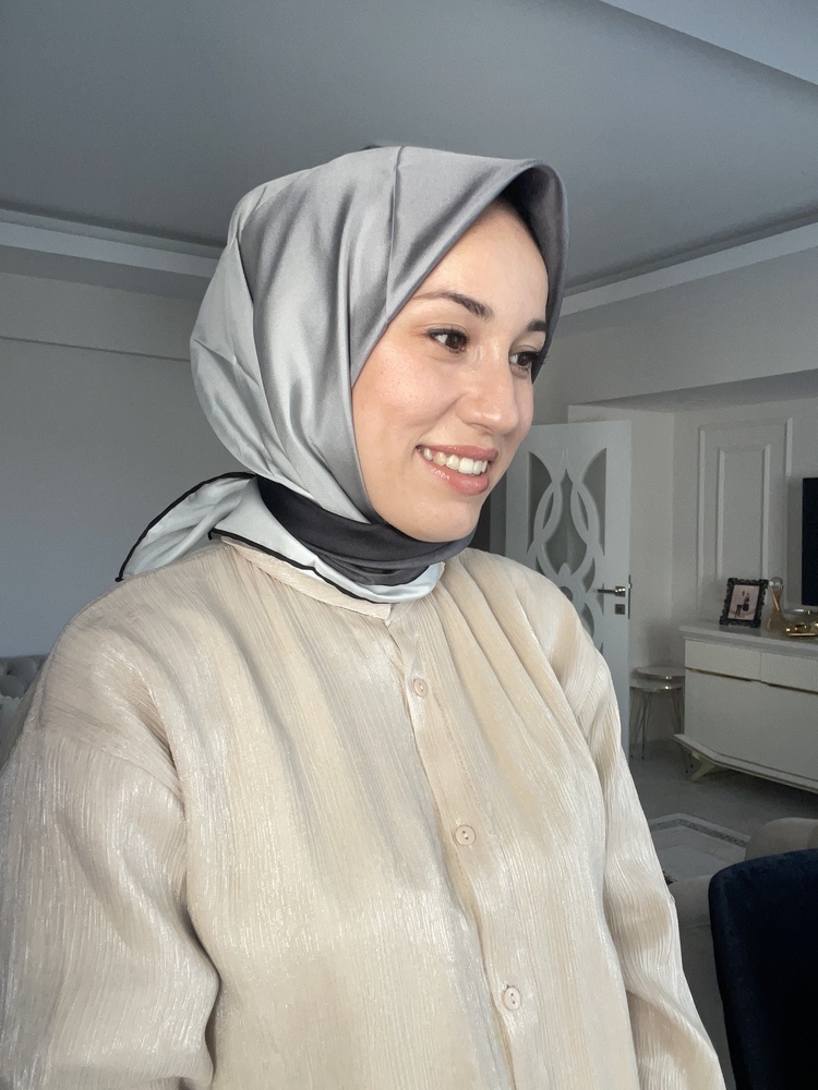 Levidor - Geçişli Twill İpek Eşarp - Siyah/Gri