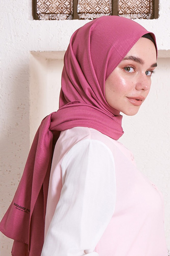 Madame Polo Luxury Pamuk Kraş Şal - Gül Kurusu