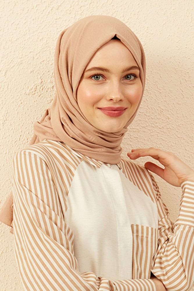 Madame Polo Luxury Pamuk Kraş Şal - Bej