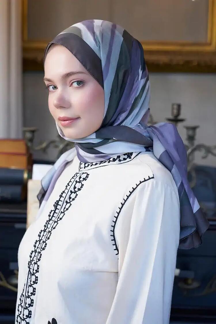 Madame Polo - Seremoni Koleksiyonu Pure Desen Şal - Haki