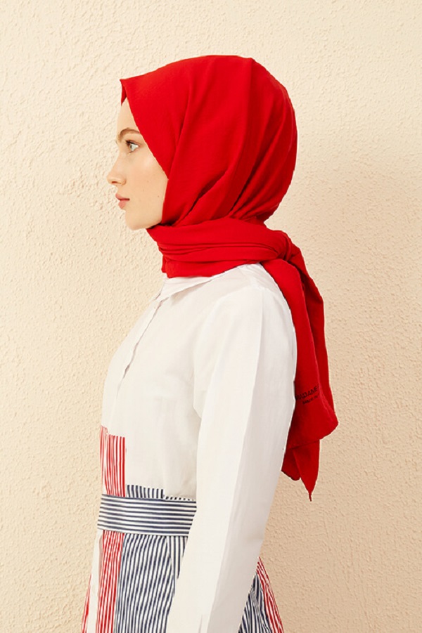 Madame Polo Luxury Pamuk Kraş Şal - Kırmızı