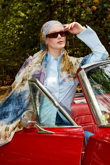 Luvensara Silk Elite Şal | Pastel Mavi