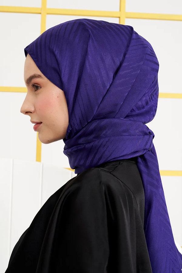 Madame Polo İpeksi Jakar Italyan Şal Zikzak Desen - Mor