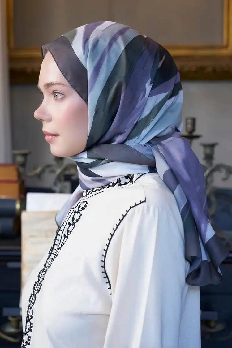 Madame Polo - Seremoni Koleksiyonu Pure Desen Şal - Haki
