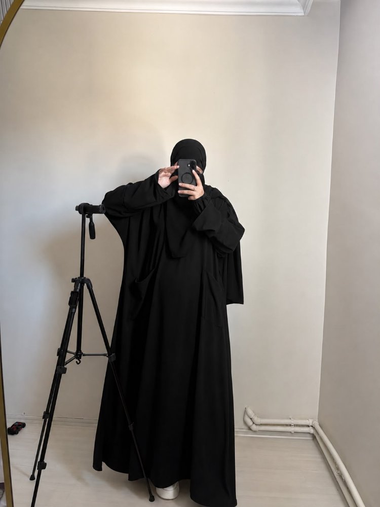 Çift kollu hijab takım(siyah)