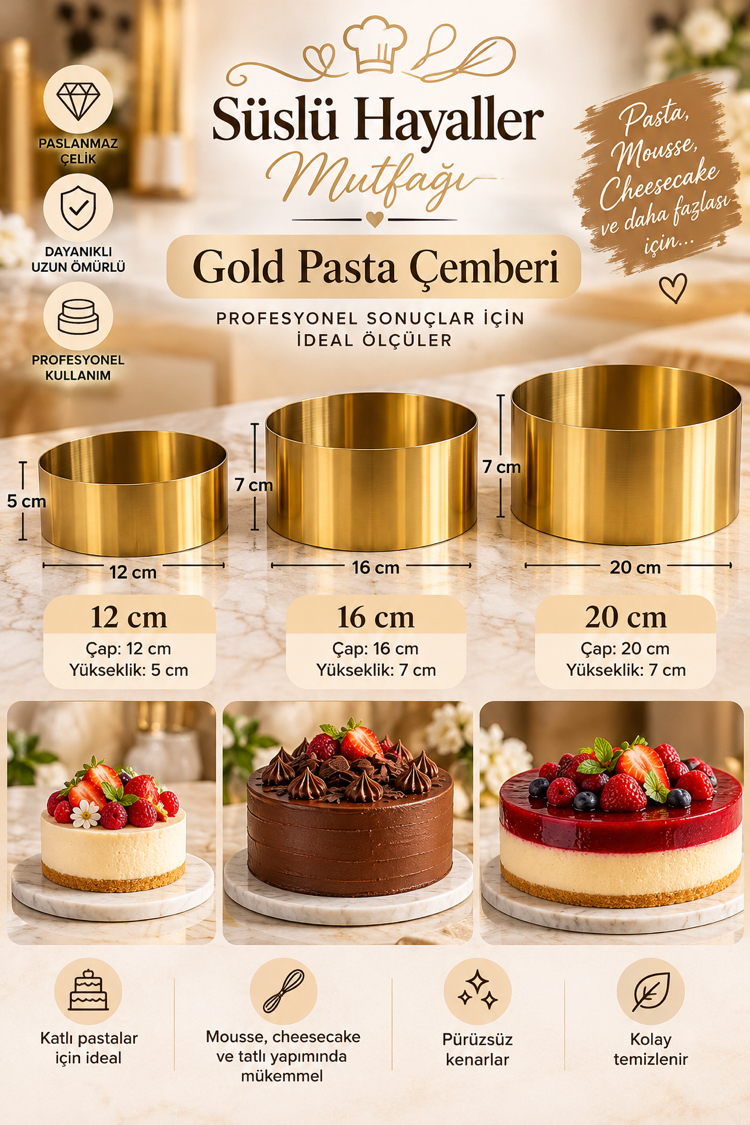 Özel gold seri pasta çemberi