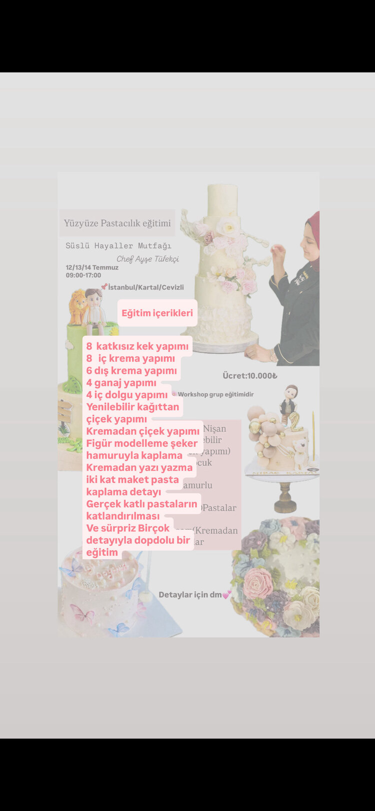 Yüzyüze pastacılık eğitimi