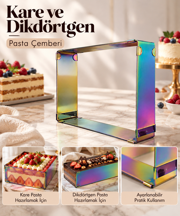 Özel gökkuşağı seri dikdörtgen ayarlanabilir çember