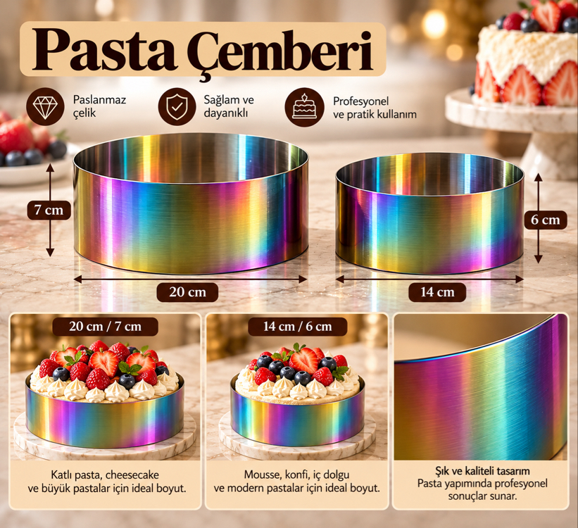 Özel gökkuşağı pasta çemberi& Cheesecake serisi