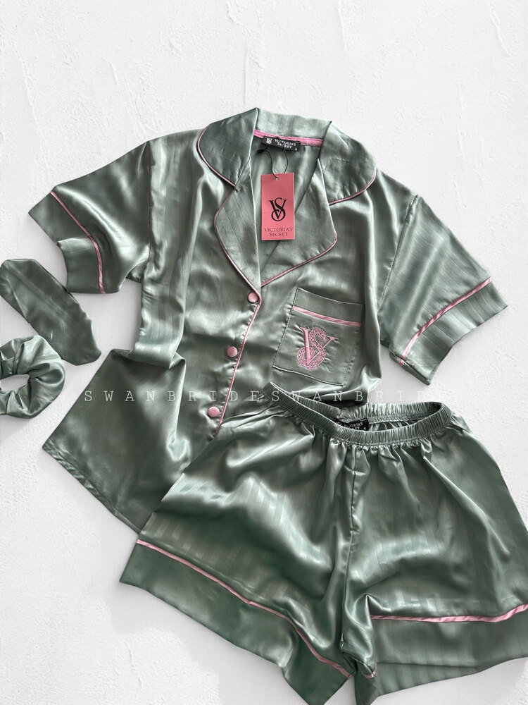SW0212- Victoria’s Secret Dragon Siyah / Pembe Şortlu Pijama Takımı