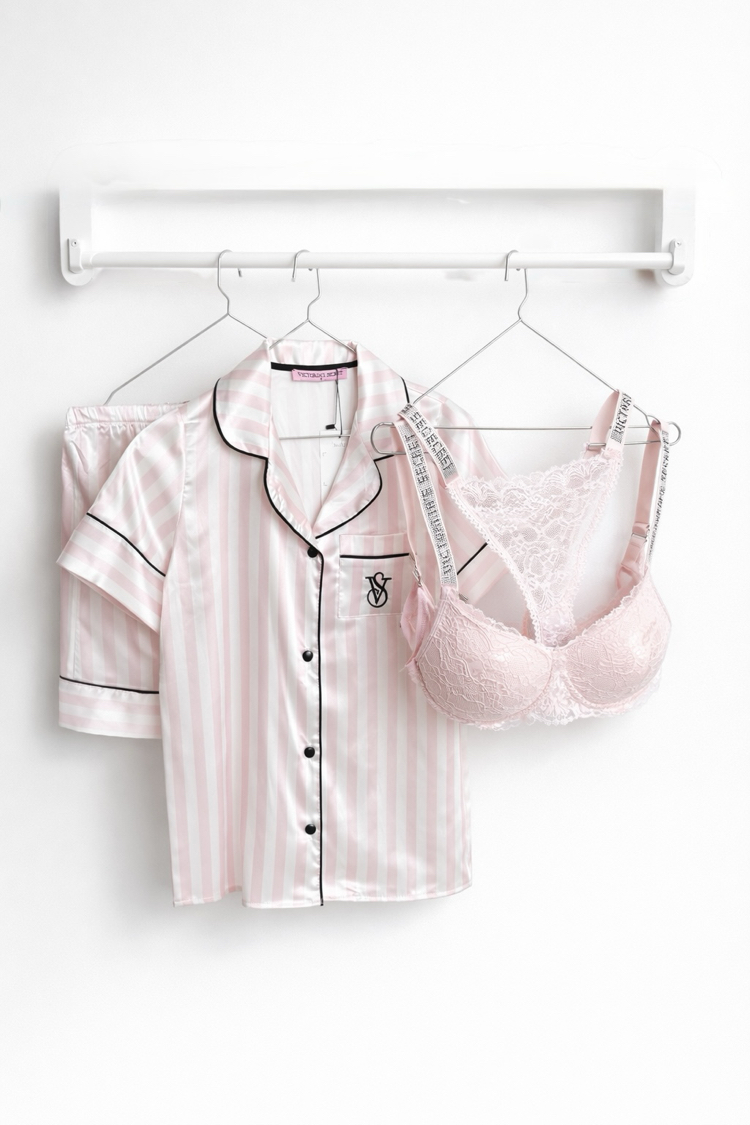 Yaz Sezonu Saten Pudra Şortlu Pijama Set