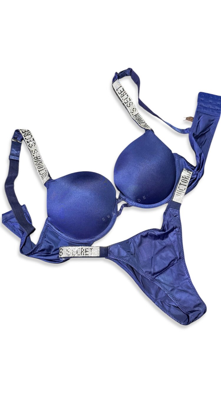 Victoria’s Secret D Cup Özel Seri LACİVERT Destekli Very Sexy Shine Takım