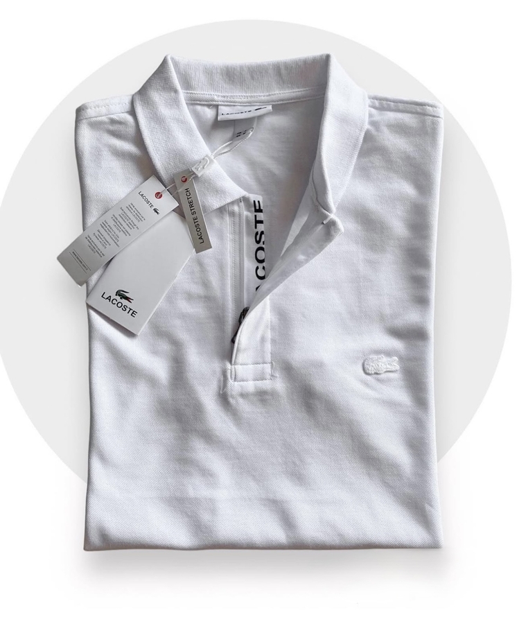 Lacoste Fermuarlı Beyaz Polo Yaka T-shirt