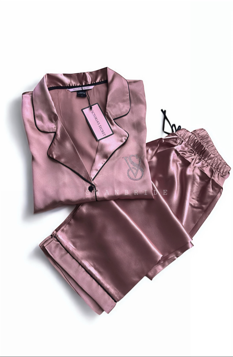 Gül Kurusu / Victoria’s Secret Saten Uzun Kol  Pijama Takım