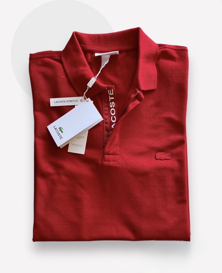 Lacoste Fermuarlı Kırmızı Polo Yaka T-shirt
