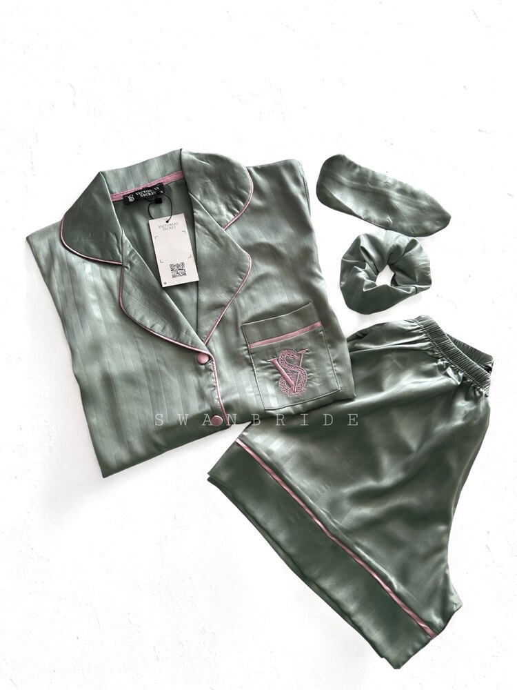 SW0212- Victoria’s Secret Dragon Siyah / Pembe Şortlu Pijama Takımı