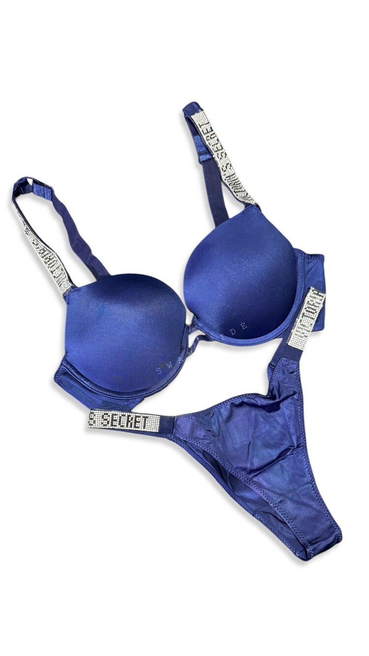 Victoria’s Secret D Cup Özel Seri LACİVERT Destekli Very Sexy Shine Takım