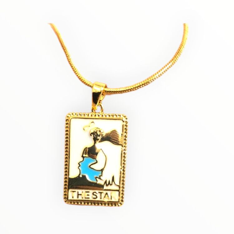 Yıldız Tarot Kartı Sarı Çelik Kolye 