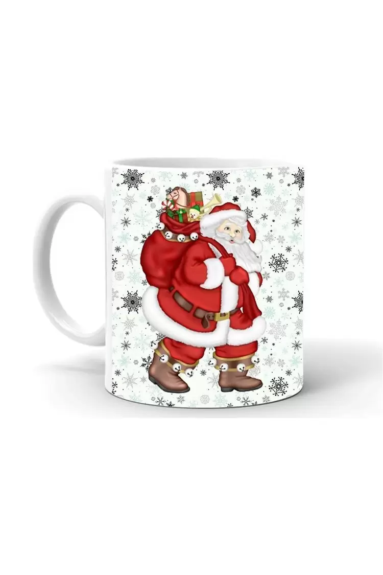 Yılbası Noel Temalı Baskılı Seramik Beyaz Kupa
