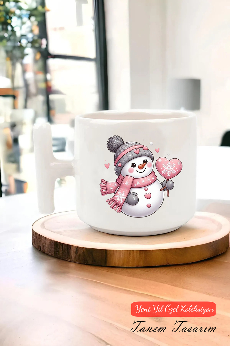 Yeni Yıl Yılbaşı Noel Tasarımlı T Kulp Seramik Kupa