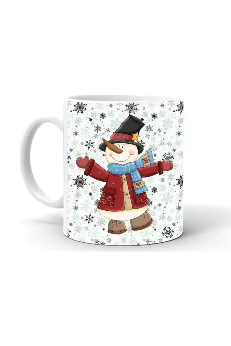 Yılbası Noel Temalı Baskılı Seramik Beyaz Kupa