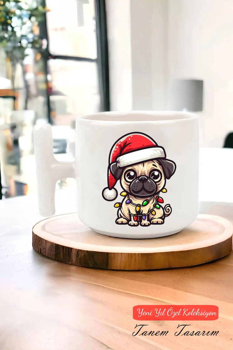 Yeni Yıl Yılbaşı Noel Tasarımlı T Kulp Seramik Kupa